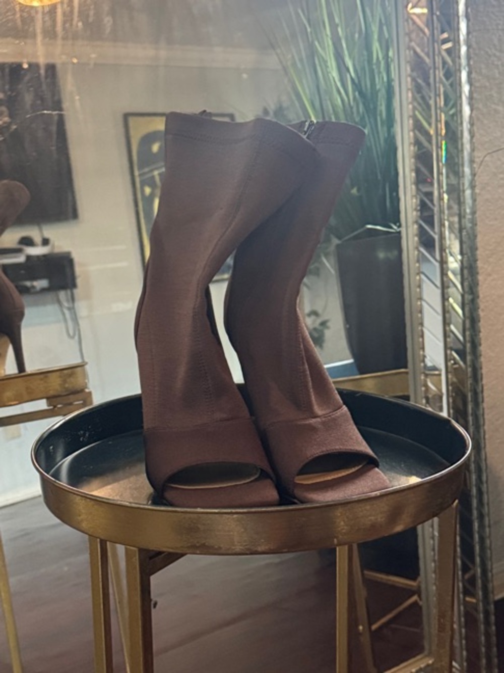 Women’s Brown Open-Toe Sock Booties